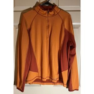 LL Bean Mens Orange Long Sleeve 1/4 Zip Mid Weight Sweater Size Large